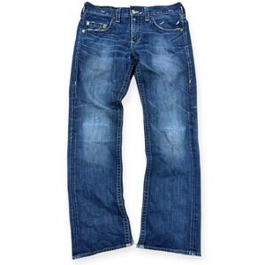 True Religion Jeans Men's Size 33 Blue Bobby Denim Relaxed Fit Distressed‎ USA